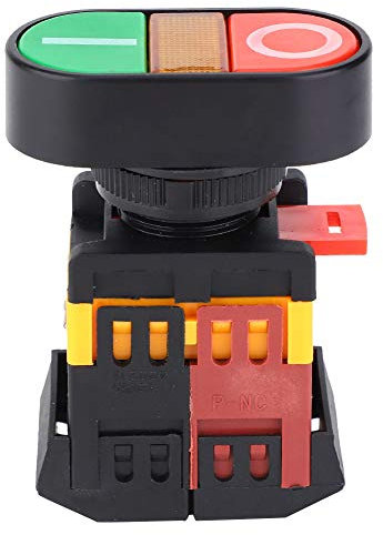 Interruttore a pulsante piccolo, pulsante Start Stop, Apbb - Interruttore a doppio pulsante 22 / 25n con luce a LED Interruttore a pulsante momentaneo Nonc Design semplice, (24V)