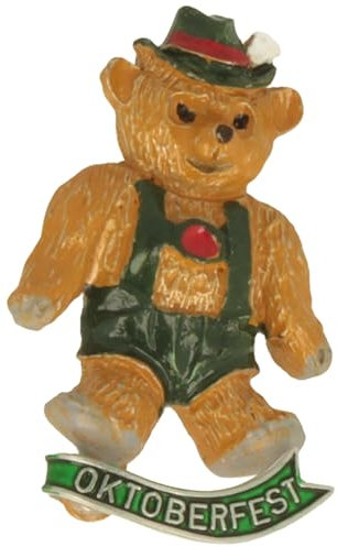 Breiter Hutanstecker Hutabzeichen Hutschmuck Anstecker Trachten Teddybär mit Lederhose Bierfest Trachtenpin Brosche