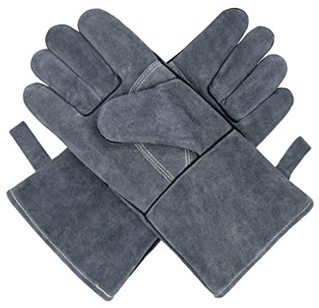 JOERBABU Schweißhandschuhe aus Leder, für Grill, Ofen, WIG, hitzebeständig, weich, 35,6 cm