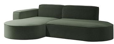 Kaiser Möbel - Ecksofa mit Wohnlandschaft, Eckcouch L Form, Sofa 3-sitzer, Polstersofa, Corner Sofa, Bequemes Couch mit Ottomane für Wohnzimmer und Jugendzimmer, Relaxsofa, Modena Studio, Grün, Links