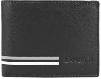 LANCETTI Portafoglio Uomo in Vera Pelle, Slim Piccolo Senza Portamonete, Con Porta Carte e Scatola