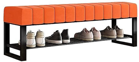 Schwarzes Metall-Schuhregal mit Aufbewahrungsbank und gepolsterter Eingangsbank, ideal für Schlafzimmer-Schrank oder Wohnzimmer, Schuhspanner und stilvolle Bettbank