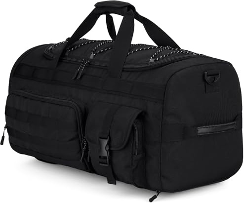 Gonex 45L Sporttasche & Reisetasche Herren, 3-in-1 Tragbar Taktische Trainingstasche mit Schuhfach – Für Fitnessstudio, Training & Reisen (Schwarz)