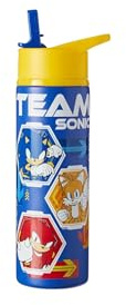 Sonic The Hedgehog Drink Bottle 750ml | Reusable BPA-Free Plastic Insulated Sports Bottle with Stainless Steel Flip-Top | Spill Proof & Carry Loop | Keeps Cold for 24hrs & Hot for 12hrs