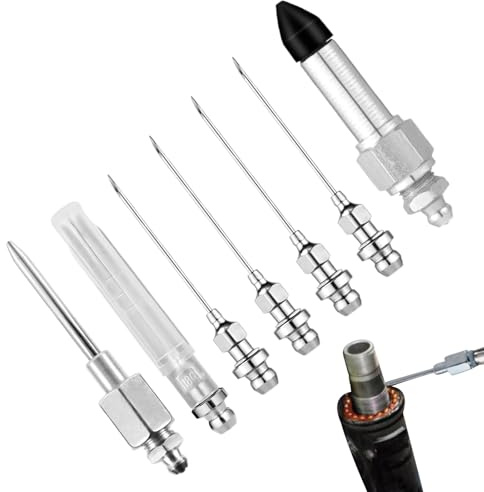Distributeur d'aiguilles à graisse - Kit d'accessoires pour aiguilles à graisse - Outil de montage - Distributeur de graisse d'aiguille - Injecteur de graisse en acier au carbone pour espaces étroits