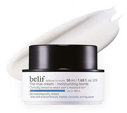 belif Moisturizing Bomb Cream – Ceramid fuktkräm med peptider & squalan, 48h vård, anti-åldrande, stärker hudbarriären, K-Beauty (50 ml)