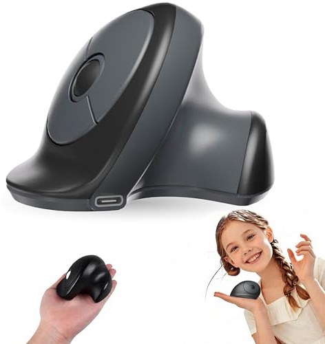 Souris Ergonomique sans Fil,Mini Souris Verticale Rechargeable avec 3 Ports D'appareils(2*Bluetooth & USB)Double Mode pour Petites Mains,1200D-PI,3 Boutons,Silencieuse 2,4 GHz pour PC,iPad,Mac,Windows