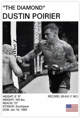 SFQQE Poster Dustin Poirier sur toile pour décoration de chambre à coucher, bureau, chambre, cadeau 30 x 45 cm