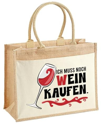 LIEBTASTISCH - Ich muss noch Wein kaufen - Geschenkset - Witzig,lustig - Spruch - Shopper - Einkaufstasche - Geschenk für die beste Freundin, Schwester - Geburtstagsgeschenk