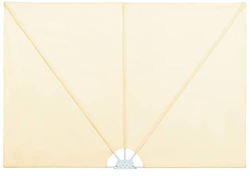 Faltbarer Terrassen-Seitenfächer, Balkonfächer Wandhalterung für Garten oder Bürofenster, Sonnen- und Windschutz, Creme 300×150 cm Polyester Stahl