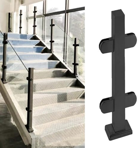Ensemble de balustrade en verre en acier inoxydable – Poteaux de garde-corps intérieur/extérieur avec pinces de sécurité en verre de sécurité pour terrasses, patios et escaliers – et élégant
