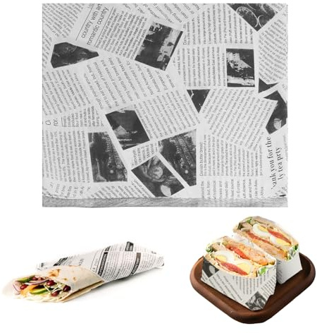 Lot de 50 feuilles de papier sulfurisé (15 x 15 cm) - Enveloppes de cuisson antiadhésives pour hamburgers, pain, fish & chips, sandwichs et emballages alimentaires (50 pièces) (blanc)