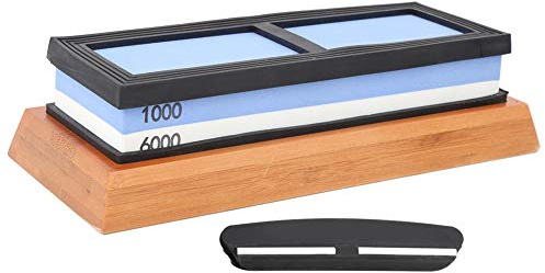 Pierre Affutage Whetstone, Pierre à Aiguiser Double Face 1000-1600 Grits, Corindon Blanc Fusé - Durabilité Optimale, Performance Stable, Idéal pour Affûtage Couteaux Maison