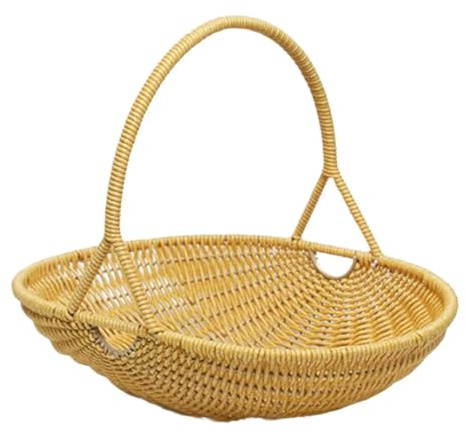 TAIZhiChen Cestino Portaoggetti da Picnic in Materiale PP, Cestino Intrecciato, Stile Fattoria Leggero Multifunzionale con Maniglia, M