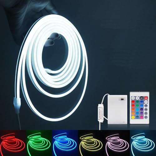 5V RGB Neon Streifen, 3535 108 LEDs/m 6X12MM Dimmable LED Strip Light band mit 24 Tasten IR 3AA Batterie RGB-Controller für Schlafzimmer, Fernseher, Spielzimmer.