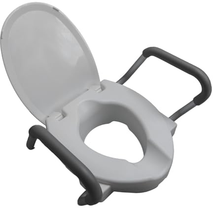 ERSINIAN Sedile per WC con Maniglie, robuste sponde di Sicurezza per WC, Maniglia Rimovibile, Antiscivolo, Facile da installare, Sedile per WC rialzato per Anziani, Donne Incinte, disabili