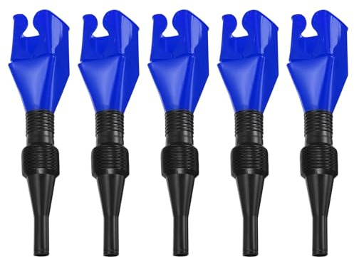 QUARKZMAN 5pz Imbuto Snap Flessibile, Strumento per Scarico Olio in Plastica Universale, Imbuto per Carburante Ritraibile per Auto e Moto, Blu