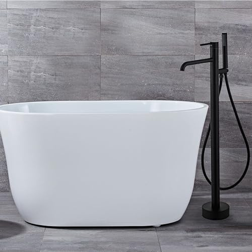Grifo de Pie para Bañera 2 Salidas Grifos de Ducha y Bañeras Montaje en Suelo Ducha Baño,negro