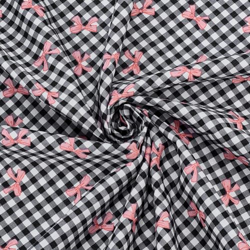 PH PandaHall Plaid Bows Baumwollstoffe Meterware Schwarz Weiß Karierter Stoff 1.6m Breit Karo Nähstoff Tartan Bedruckte Stoffe Für DIY Bastelarbeiten Kleidung Taschen Quilten Heim Partydekoration 1m