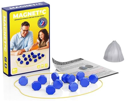 Juego De Ajedrez Magnético, Juego De Estrategia De Mesa con Imanes, con Cuerda Y 20 Piedras Más Grandes Y Fuertes, Divertido Juego De Rompecabezas para Fiestas Familiares Blue 20 Pieces