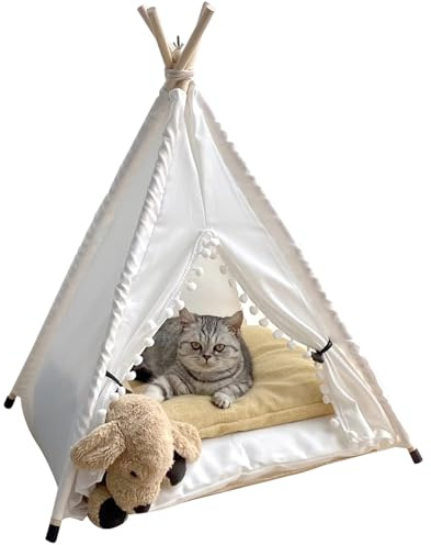 Haustierzelt Halbgeschlossenes geräumiges Hundezelt gepolsterte rutschfeste Katze mit sicherem Mini-Katzen-Tipi zum Entspannen Schlafen Haustierbedarf S