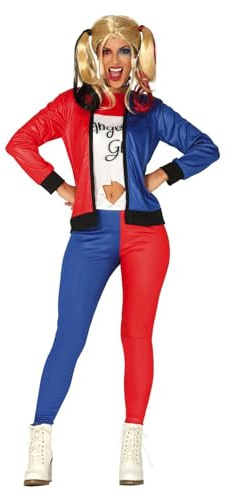 FIESTAS GUIRCA | Disfraz Dangerous Girl Adulta (38-40/M) - Camiseta, Chaqueta y Pantalón - Disfraces de Superhéroes y Villanos, Mr. Smile para Halloween y Fiestas de Disfraces - Azul y Rojo
