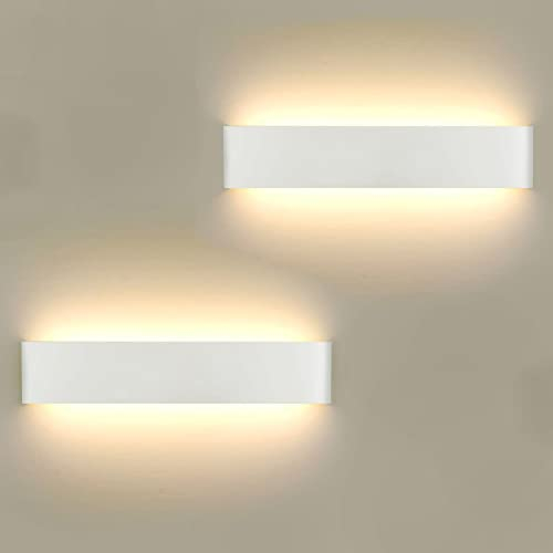 ChangM LED Wall Lights Indoor 40cm,2 Pack 16W Aluminum Wall Lamps 3000K Warm White Modern Style Up and Down Wall Light,Perfect for Bedroom Bathroom Living Room Hallway Kitchen Corridor Stairs (White)