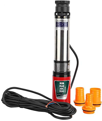 Oumefar Bomba sumergible DC 12V Bomba sumergible de pozo profundo Bomba de agua de accesorio industrial de succión única con cable de 10 metros