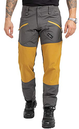 Rock Creek Herren Softshell Hose Cargohose Outdoorhose Wanderhose Herrenhose Wasserdicht Skihose Arbeitshose Winterhose Trekkinghose H-245 Dunkelgrau XL