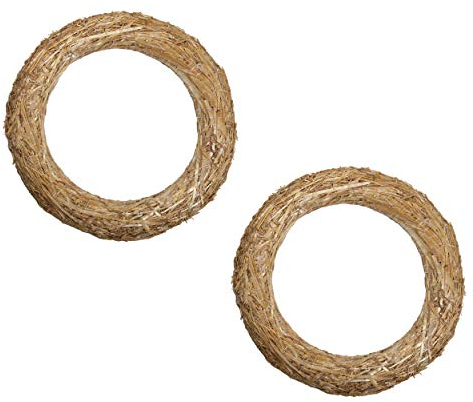 Coronas de Paja, 2 Piezas | Diámetro de 20 cm, Grueso de 3 cm | DekoPrinz | Corona de decoraciónde, decoraciónde Navidad, Corona de Paja para la personalización