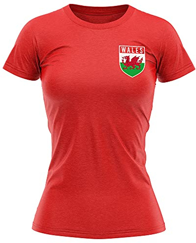 Womens Wales Shirt - Womens Wales Flag Badge T Shirt - Football Country European Supporters 2026 Retro Dragon Tee Her - Welsh Cymru Tournament Footy Soccer Top