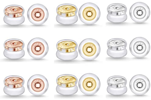 Flintronic Respaldo de Pendientes de Oro 18 Quilates, Repuesto de Silicone Hipoalergénico Cómodo sin Irritación