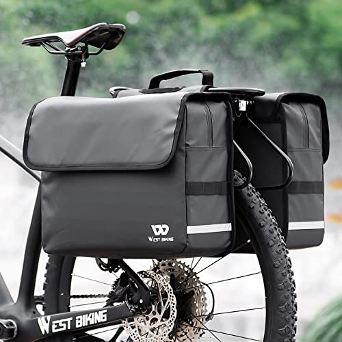 CYCLESPPED Fahrradtaschen für Gepäckträger, 36L großes Fassungsvermögen wasserdichte Fahrrad Taschen Fahrradtasche Doppelt Gepäckträger Tasche für Fahrrad mit Reflektorstreifen (Schwarz 2)