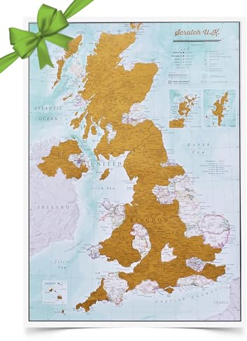 Länderkarte Großbritannien zum Rubbeln mit Geschenkhülse - Maps International - Das perfekte Geschenk für alle Reisen - Kartografisches Detail mit Ländern - und Ländergrenzen - 59 x 42 cm