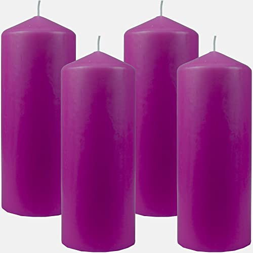 Bestgoodies Stumpenkerzen Wachskerzen Ø8cm x 20cm (4er Pack) Lila - Lange Brenndauer, Hergestellt in EU, Kerzen Blockkerzen - Wachs Stumpen