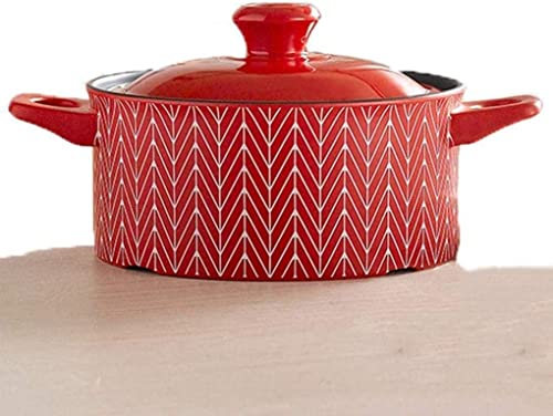 CAZARU Keramik-Kochtopf 20 cm Marokkanischer Tajine-Topf Hochtemperaturbeständiger Keramik-Auflauf Suppentopf Geeignet für Backofen Mikrowelle Gasherd Elektrischer Keramikherd, Grün Rot
