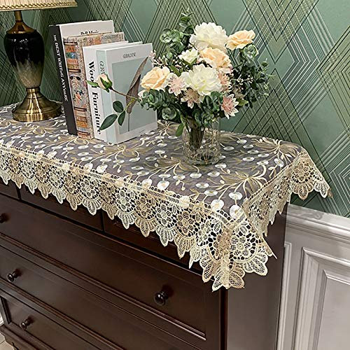 Elegant und luxuriös Rustikaler Blumen-Tischläufer, weißes Tischdeckchen, Stickerei, Rose, Tischläufer, bestickte Spitzenläufer, Deckchen for Kommoden und Nachttisch, Schal, antiker Mantel, Kaffee, 2