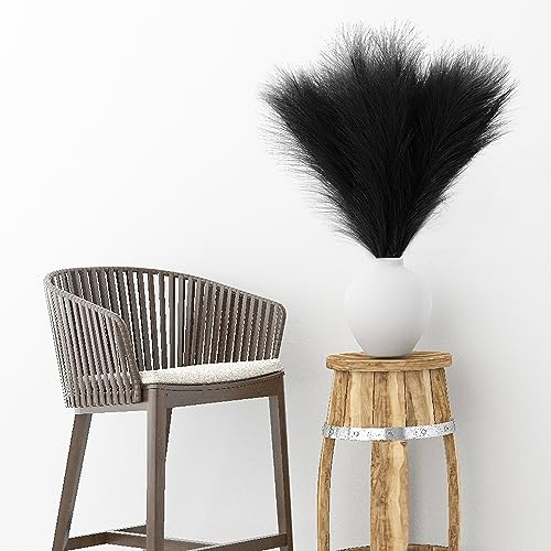 wintfarm 6Pcs Faux Pampas Grass, 18/45cm can be Extended to 22/55cm, Fluffy Artificial Flower Arrangement and Vase Filler for Wedding Bedroom Living Room Boho Home Decor (Black)