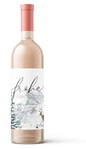 Flaschenetikett | Frohe Weihnachten | Persönliches Weihnachtsgeschenk | Wein | Personalisierung mit Wunschtext
