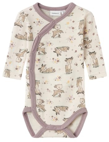NAME IT Baby-Mädchen Nbfwillit Wool Ls Wrap Body Langarmbody, Rosa, 68