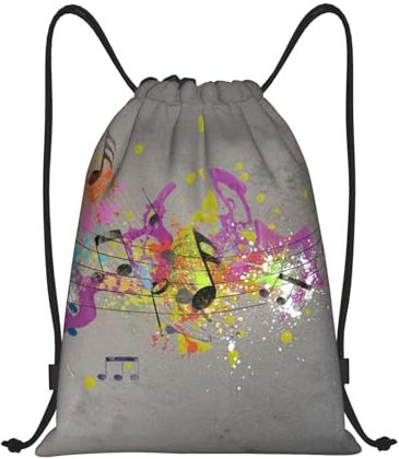 MKNAZ Musical With Spray Printed Drawstring Bag,M - Versatile Waterproof Lightweight Backpack For Travel, Sport, Gym, Shopping, And School