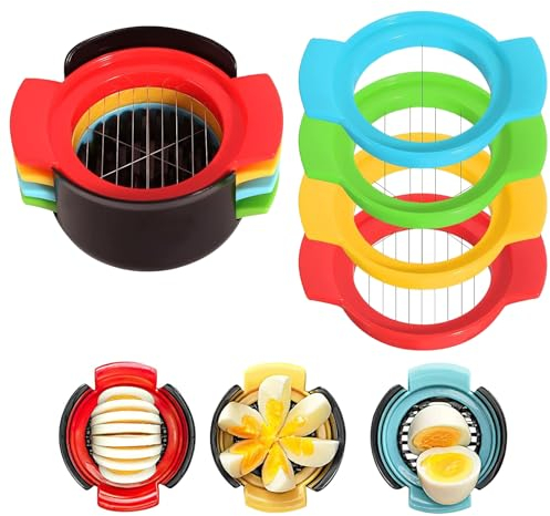KOAHDE 4 en 1 Herramienta para Cortar Huevos Cocidos,Cortador de Huevos 4 en 1,Divisor de Huevos para Huevos,Separador de Huevos para Huevos Duros,Cortador de Huevos de Acero Inoxidable Multifunción