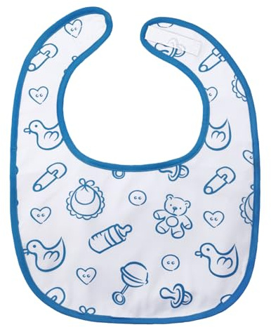 LittleForBig Bavaglino per adulti in cotone impermeabile, con stampa con chiusura regolabile in velcro, colore blu, Vivaio Blu, Taglia unica