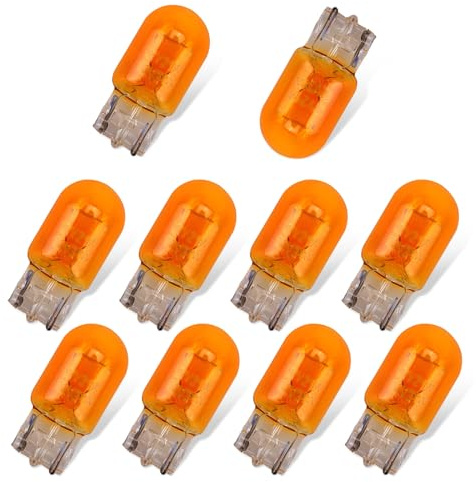 GKmow 10 PCS Brake Light Bulb, T20 Automotive Miniature Bulb, Daytime Running Light, Turn Signal Light Replacement, Universal for Cars, Trucks, SUV (Yellow #Monofilament)