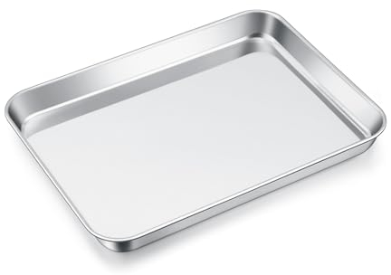 Klein Backblech, Onader Rechteckig Edelstahl Ofenblech, Backform Kuchenblech für Backen, Kochen, Servieren, 26,4x20,4x2,5cm, Langlebig & Spülmaschinenfest