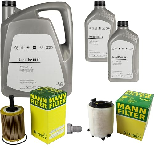 Inspektionspaket Wartungspaket Filterset mit 7 L 0W-30 Motoröl LongLife 3 FE, Ölfilter Luftfilter Ölablassschraube