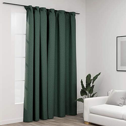 BaraSh Tenda Oscurante Effetto Lino con Ganci Verdi 290x245 cm,Tenda Oscurante da Esterno,Tenda Oscurante Moderne(SPU:321191)