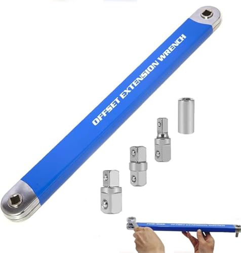 Pro Zero Offset Extension Wrench Set,Pro Zero Offset Verlängerungsschlüssel,Universal-Steckschlüssel,Edelstahl-Reparaturwerkzeuge,drehbarer Schraubenschlüssel mit 1/4 Zoll 3/8 Zoll 1/2 Zoll adapter