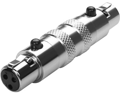 QIANRENON Vergoldete 3Pin Mini XLR Mikrofon Verlängerer Anschluss 3Pin Mini XLR Buchse auf Mini XLR Buchse Symmetrischer Extender Adapter, für Drahtloses Ansteck Mikrofon DJ Headset