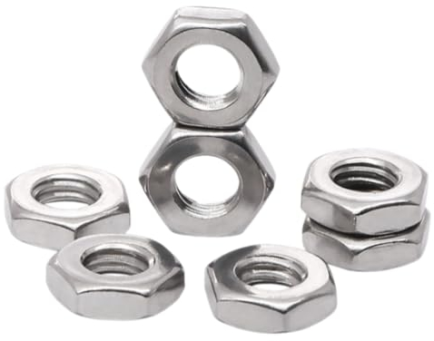 ORTAVA Dadi Esagonali M6 Bassi con Smusso - 50 Pezzi DIN 439/ISO 4035 in Acciaio Inox A2 V2A per Viti, Bulloni Filettati, Mobili, Macchine